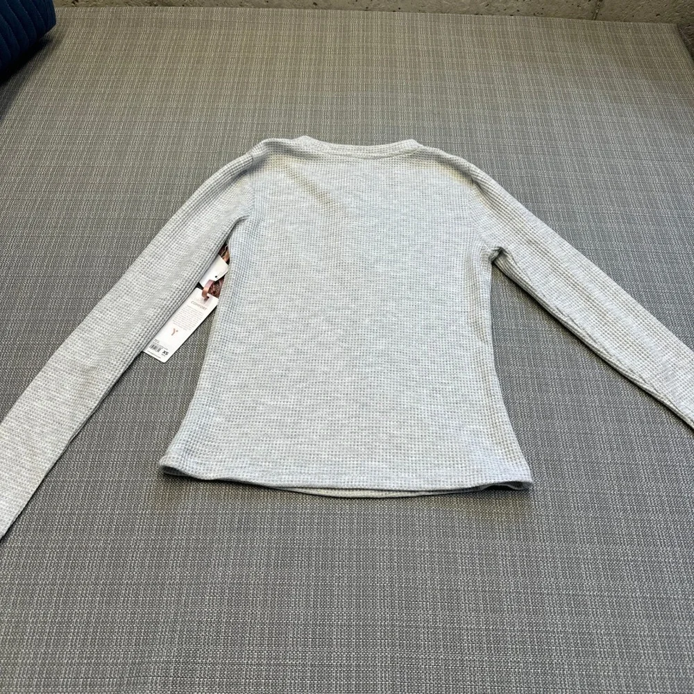 New Yogalicious Waffle Lounge Set XS Gray 2pc Brushed Thermal Top Joggers - Picture 4 of 10